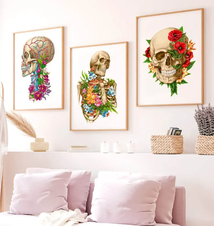 Skelett Anatomie - Floral - Weiß | Codex Anatomicus Online