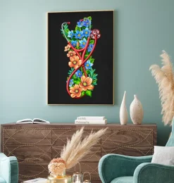 Stethoskop mit Blumen - Schwarz | Codex Anatomicus Best