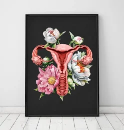 Uterus Anatomie - Floral - Schwarz | Codex Anatomicus Best