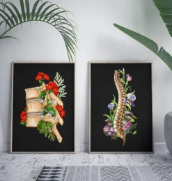 Wirbelsäulen Anatomie II - Floral - Schwarz | Codex Anatomicus Sale