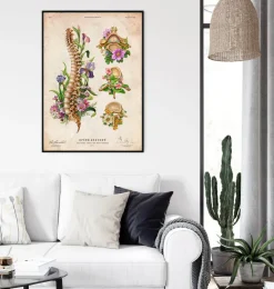 Wirbelsäulen Anatomie mit Blumen - Vintage | Codex Anatomicus New