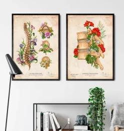 Wirbelsäulen Anatomie mit Blumen - Vintage | Codex Anatomicus New