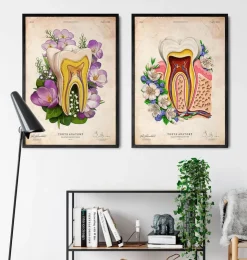 Zahn Anatomie - Floral - Altes Papier | Codex Anatomicus Online